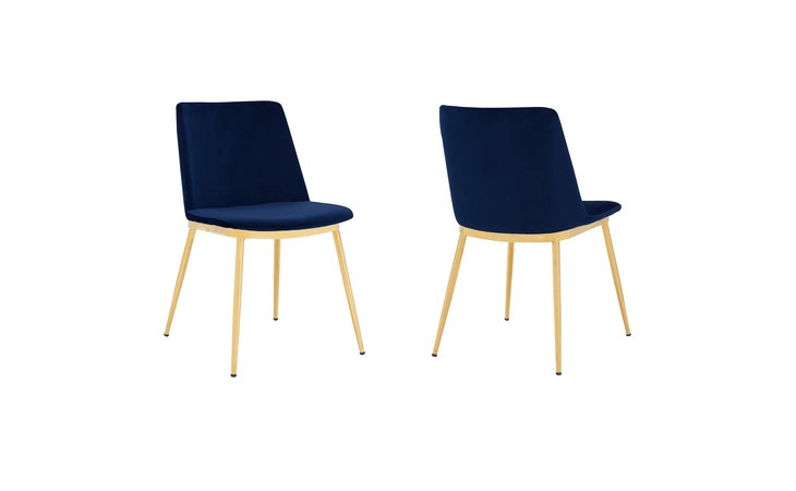 LCMSSIGLBLU  MESSINA MODERN BLUE VELVET AND GOLD METAL LEG DINING ROOM CHAIRS - SET OF 2
