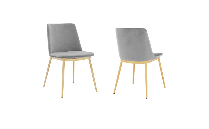 LCMSSIGLGRY  MESSINA MODERN GRAY VELVET AND GOLD METAL LEG DINING ROOM CHAIRS - SET OF 2