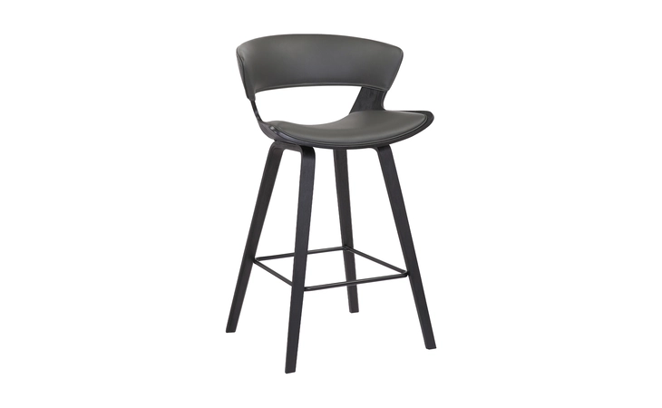 LCJGBABLGR26  JAGGER MODERN 26 BLACK WOOD AND GRAY FAUX LEATHER COUNTER HEIGHT BARSTOOL
