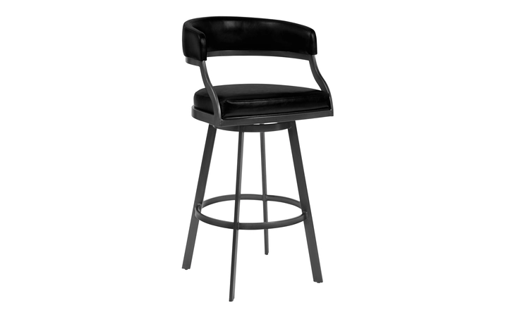 LCSNBAMFVB26  SATURN 26 COUNTER HEIGHT BARSTOOL IN MINERAL FINISH AND VINTAGE BLACK FAUX LEATHER