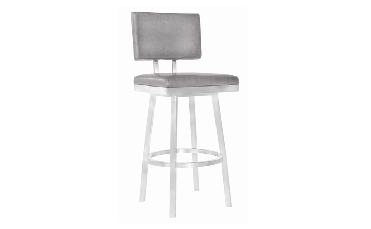 LCBBBABSVG26  BALBOA 26 COUNTER HEIGHT SWIVEL VINTAGE GRAY AND BRUSHED STAINLESS STEEL BAR STOOL
