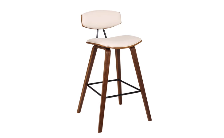 LCFOBAWACR30 FOX 28.5 BAR HEIGHT CREAM FAUX LEATHER AND WALNUT WOOD MID-CENTURY MODERN BAR STOOL ARMEN LIVING  LCFOBAWACR30