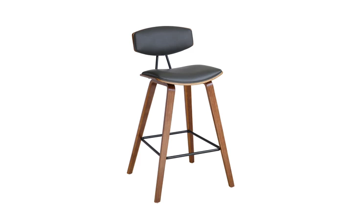 LCFOBAWAGR30 FOX 28.5 BAR HEIGHT GRAY FAUX LEATHER AND WALNUT WOOD MID-CENTURY MODERN BAR STOOL ARMEN LIVING  LCFOBAWAGR30