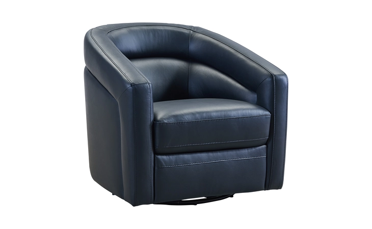 LCDSCHBLK  DESI CONTEMPORARY SWIVEL ACCENT CHAIR IN BLACK GENUINE LEATHER