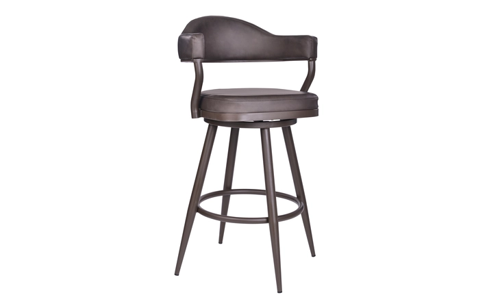 LCJTBABRBR26  JUSTIN 26 COUNTER HEIGHT SWIVEL VINTAGE BROWN FAUX LEATHER BAR STOOL WITH BROWN METAL LEGS