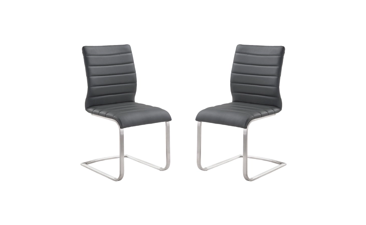 LCFUSIGR  FUSION CONTEMPORARY SIDE CHAIR IN GRAY AND STAINLESS STEEL - SET OF 2