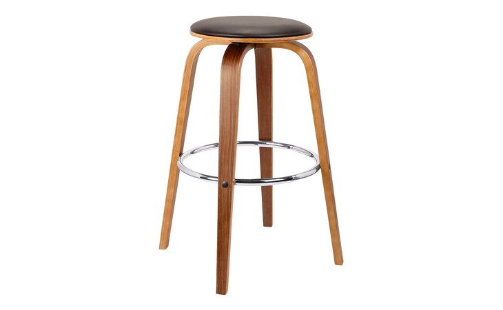 LCHBBABRWA30 HARBOR 30 BAR HEIGHT BACKLESS SWIVEL BROWN FAUX LEATHER AND WALNUT WOOD MID-CENTURY MODERN BAR STOOL ARMEN LIVING  LCHBBABRWA30