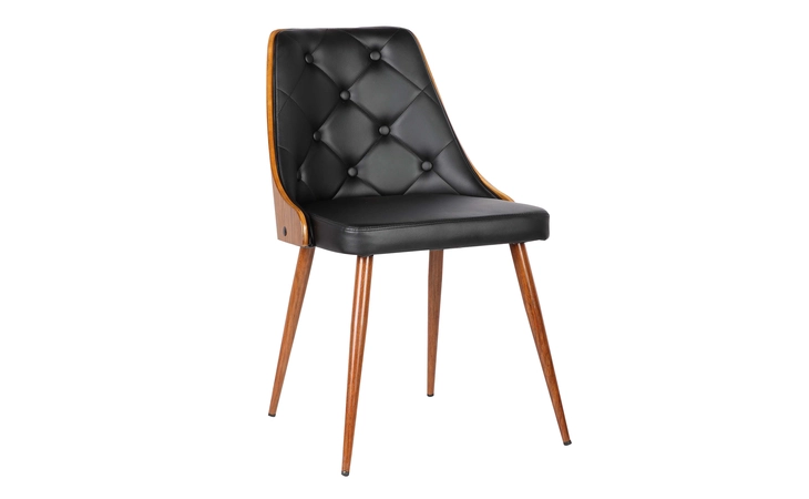 LCLLSIWABL  LILY MID-CENTURY DINING CHAIR IN WALNUT FINISH AND BLACK FAUX LEATHER