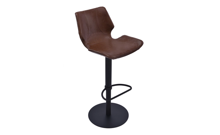 LCZUBAVCBL  ZUMA ADJUSTABLE SWIVEL METAL BARSTOOL IN VINTAGE COFFEE FAUX LEATHER AND BLACK METAL FINISH