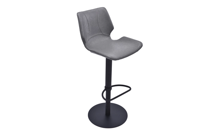 LCZUBAVGBL  ZUMA ADJUSTABLE SWIVEL METAL BARSTOOL IN VINTAGE GRAY FAUX LEATHER AND BLACK METAL FINISH