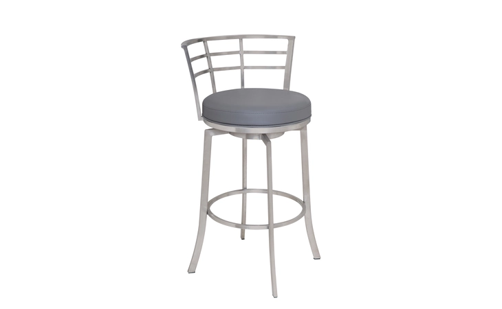 LCVI30BAGR  VIPER 30 BAR HEIGHT SWIVEL GRAY FAUX LEATHER AND BRUSHED STAINLESS STEEL BAR STOOL