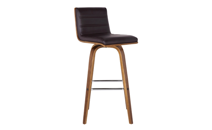 LCVIBABRWA30 VIENNA 30 BAR HEIGHT SWIVEL BROWN FAUX LEATHER AND WALNUT WOOD BAR STOOL ARMEN LIVING  LCVIBABRWA30
