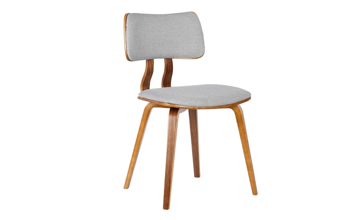LCJASIWAGRAY  JAGUAR MID-CENTURY DINING CHAIR IN WALNUT WOOD AND GRAY FABRIC