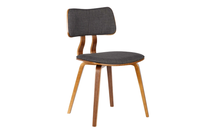 LCJASIWACH  JAGUAR MID-CENTURY DINING CHAIR IN WALNUT WOOD AND CHARCOAL FABRIC