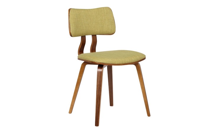 LCJASIWAGREEN  JAGUAR MID-CENTURY DINING CHAIR IN WALNUT WOOD AND GREEN FABRIC