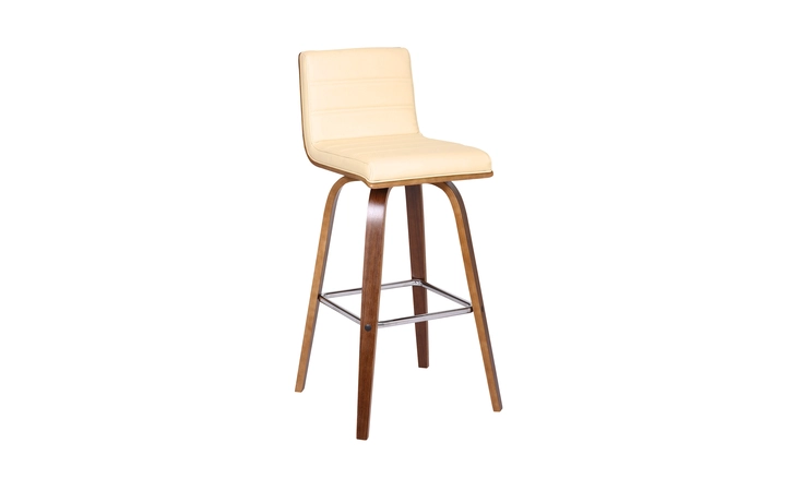 LCVIBACRWA30 VIENNA 30 BAR HEIGHT SWIVEL CREAM FAUX LEATHER AND WALNUT WOOD BAR STOOL ARMEN LIVING  LCVIBACRWA30