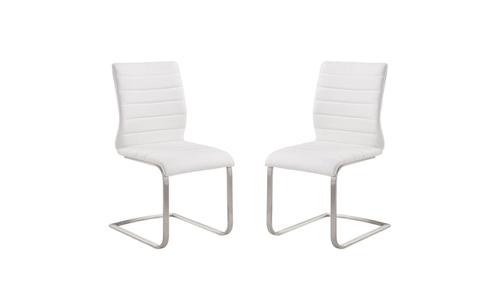 LCFUSIWH  FUSION CONTEMPORARY SIDE CHAIR IN WHITE AND STAINLESS STEEL - SET OF 2