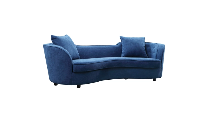 LCPA3BLUE  PALISADE CONTEMPORARY SOFA IN BLUE VELVET WITH BROWN WOOD LEGS