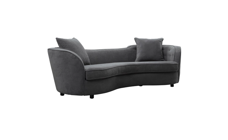 LCPA3GREY  PALISADE CONTEMPORARY SOFA IN GRAY VELVET WITH BROWN WOOD LEGS