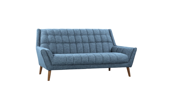 LCCO3BL COBRA MID-CENTURY MODERN SOFA IN BLUE LINEN AND WALNUT LEGS ARMEN LIVING  LCCO3BL