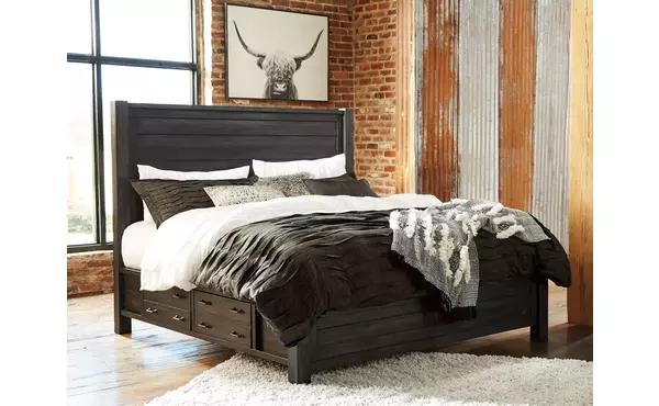 baylow black king/cal king panel headboard by ashley