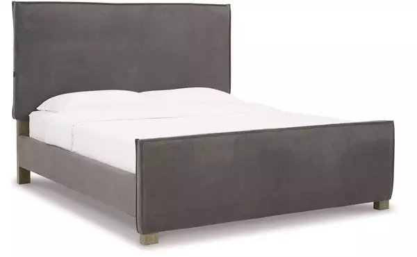 krystanza weathered gray queen uph panel footboard by ashley