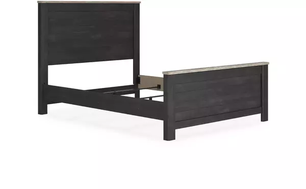 nanforth two-tone queen panel rails by ashley