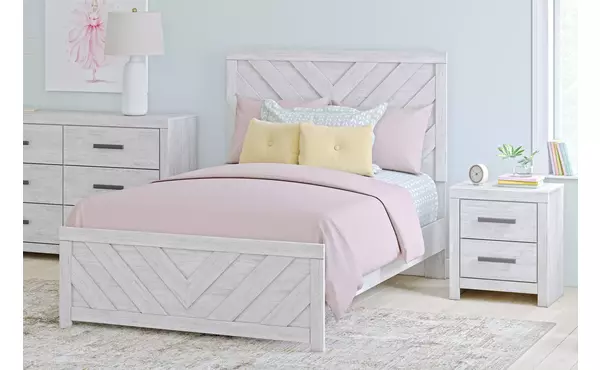cayboni whitewash full panel headboard/footboard by ashley