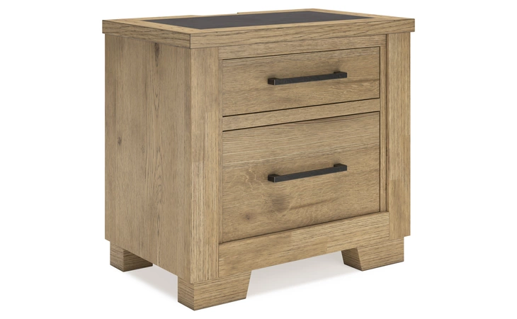 Galliden TWO DRAWER NIGHT STAND ASHLEY Light Brown B841-92