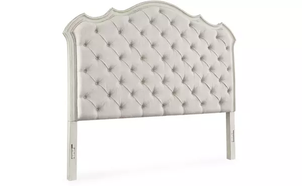 arlendyne antique white queen uph panel headboard by ashley