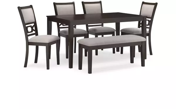 langwest brown dining room table set (6/cn) by ashley