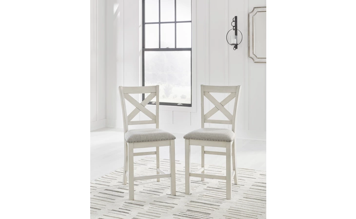 Robbinsdale UPHOLSTERED BARSTOOL (2/CN) ASHLEY Antique White D642-124