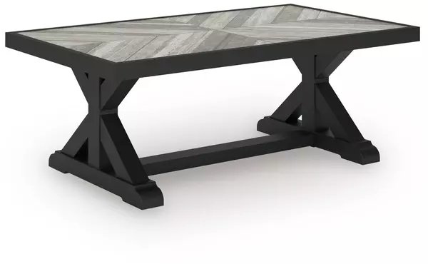 beachcroft black/light gray rectangular cocktail table by ashley