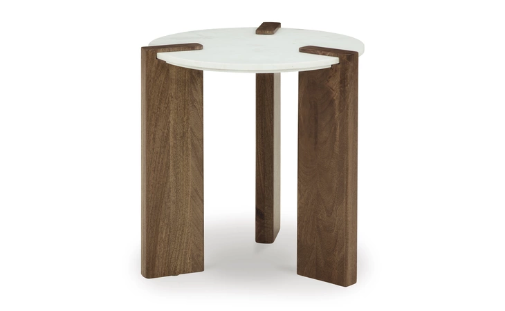 Isanti ROUND END TABLE ASHLEY White/Brown T652-6