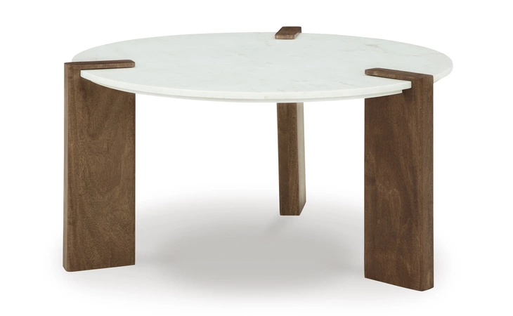 Isanti ROUND COFFEE TABLE ASHLEY White/Brown T652-8
