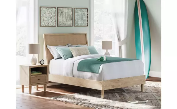 cielden two-tone full panel footboard w/rails by ashley