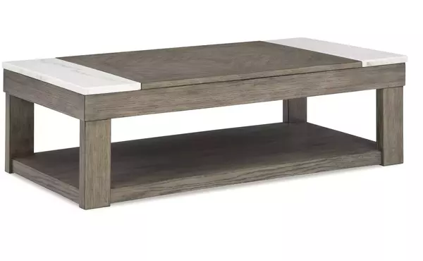 loyaska grayish brown/white lift top cocktail table by ashley
