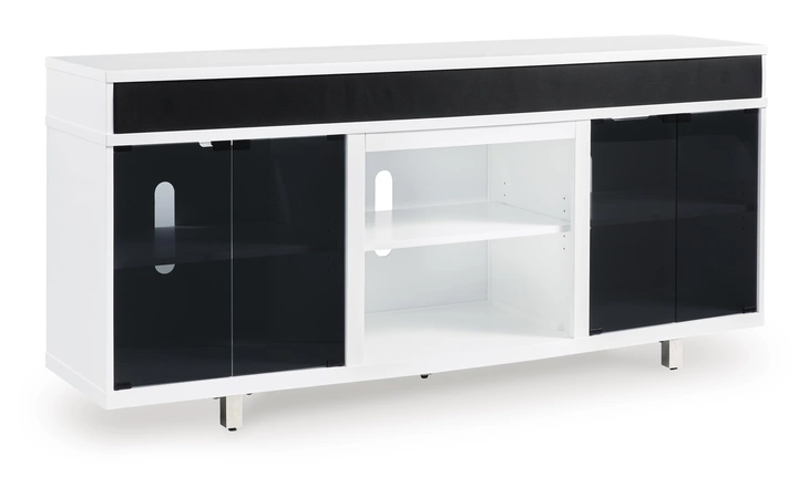 Gardoni XL TV STAND W/FIREPLACE OPTION ASHLEY White/Black W756-68