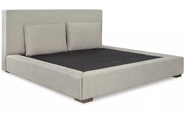 langford light grayish brown queen upholstered headboard by ashley