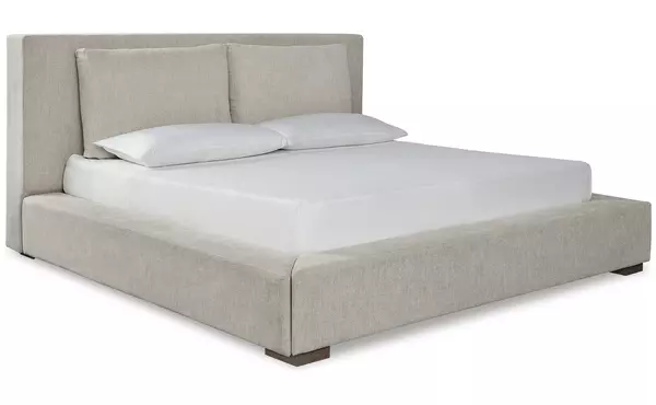 langford light grayish brown king upholstered headboard by ashley