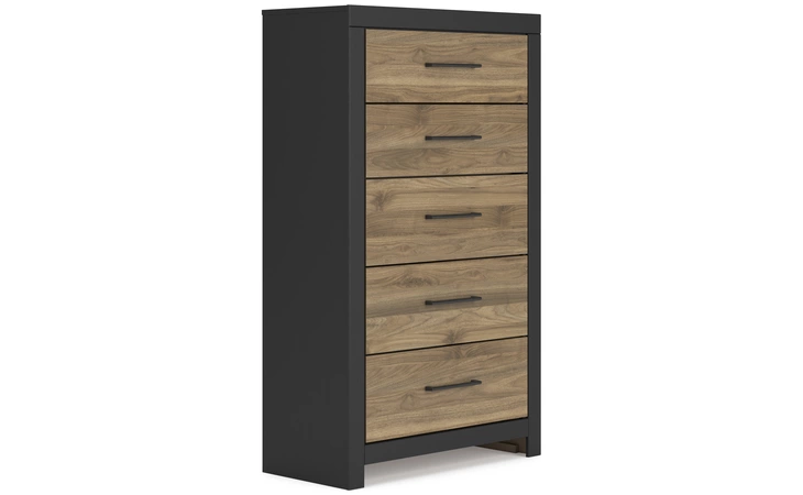 Vertani Five Drawer Chest ASHLEY Black/Honey Brown B2073-46