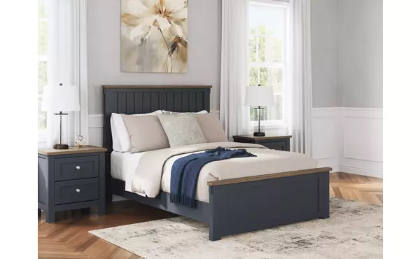 landocken brown/blue full panel headboard by ashley