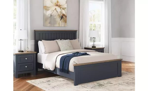 landocken brown/blue queen panel rails by ashley