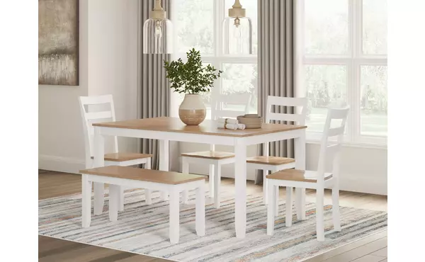 gesthaven natural/white dining room table set (6/cn) by ashley