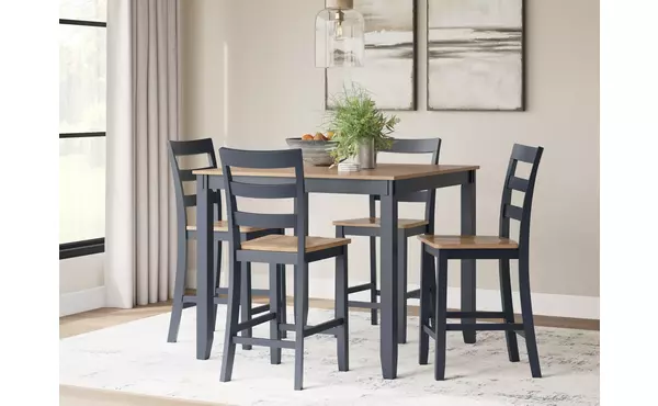 gesthaven natural/blue drm counter table set (5/cn) by ashley