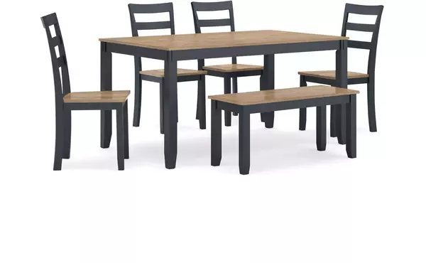 gesthaven natural/blue dining room table set (6/cn) by ashley