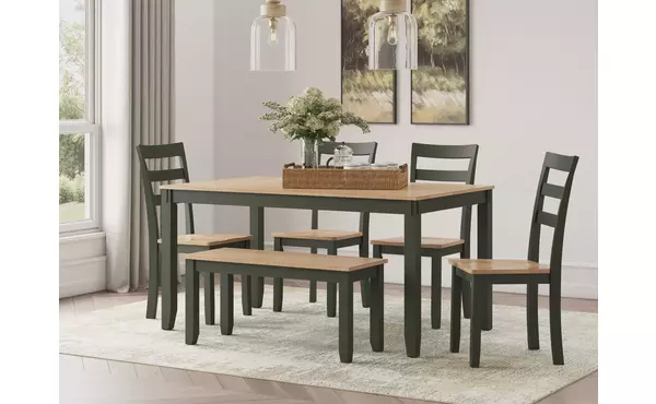 gesthaven natural/green dining room table set (6/cn) by ashley