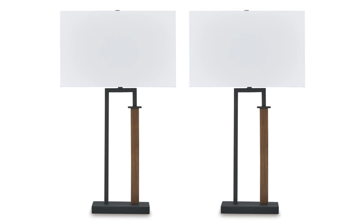 Voslen Metal Table Lamp (2/CN) ASHLEY Black/Brown L204554
