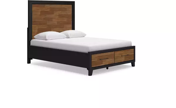 kraeburn brown/black queen panel headboard by ashley