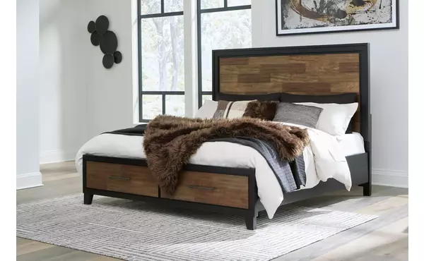 kraeburn brown/black king/cal king panel headboard by ashley